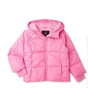 Swiss Tech Puffer Winter Coat Girls L Bubblegum Pink Hooded Fleece Lined Kawaii